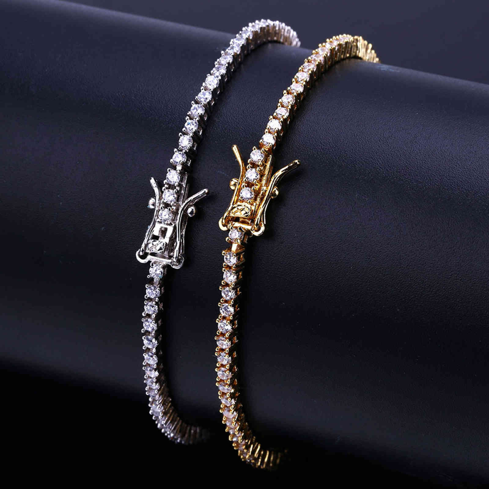 

Hip hop 2.5mm Bracelet inlaid with gold plated universal bracelet for men and women