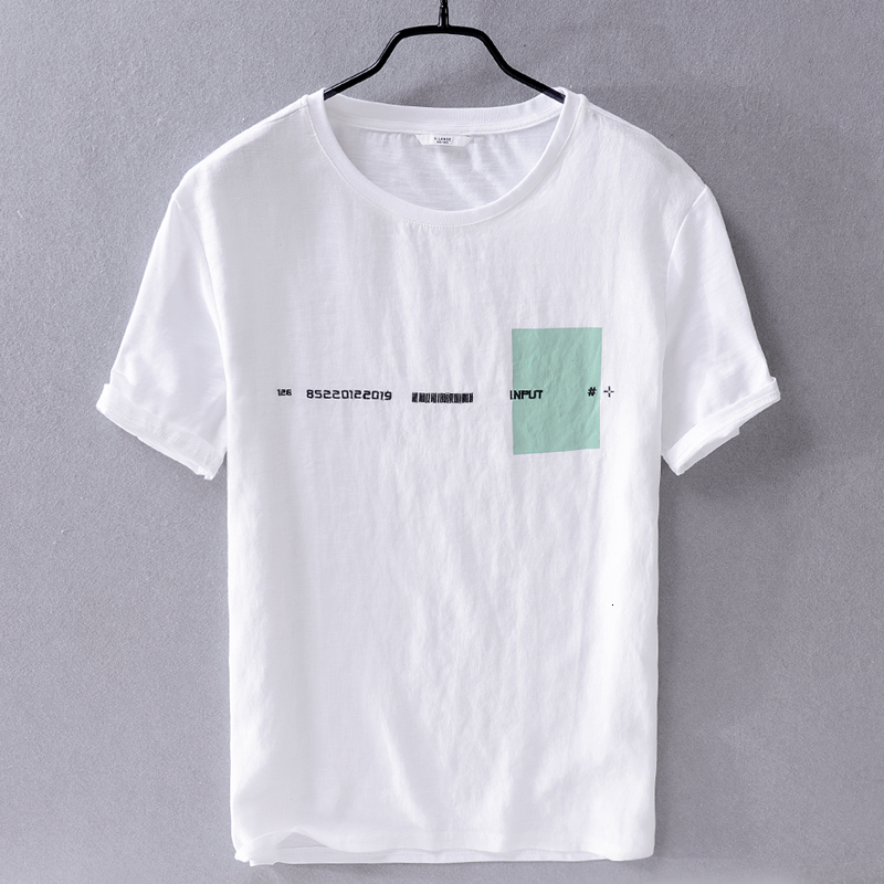 

2021 New Vero Nova Mens Cotton Curto-de Mangas Compridas T-shirt De Linho Solto Branco Respirvel Fresco Camiseta Para Homens Marca Branca G1, White