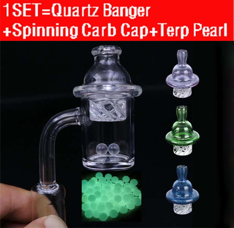 

25mm Flat Top Terp Slurper 10mm/14mm/18mm male female Quartz Banger nail With Terp Pearl & Spinning Carb Cap for water oil rig bong