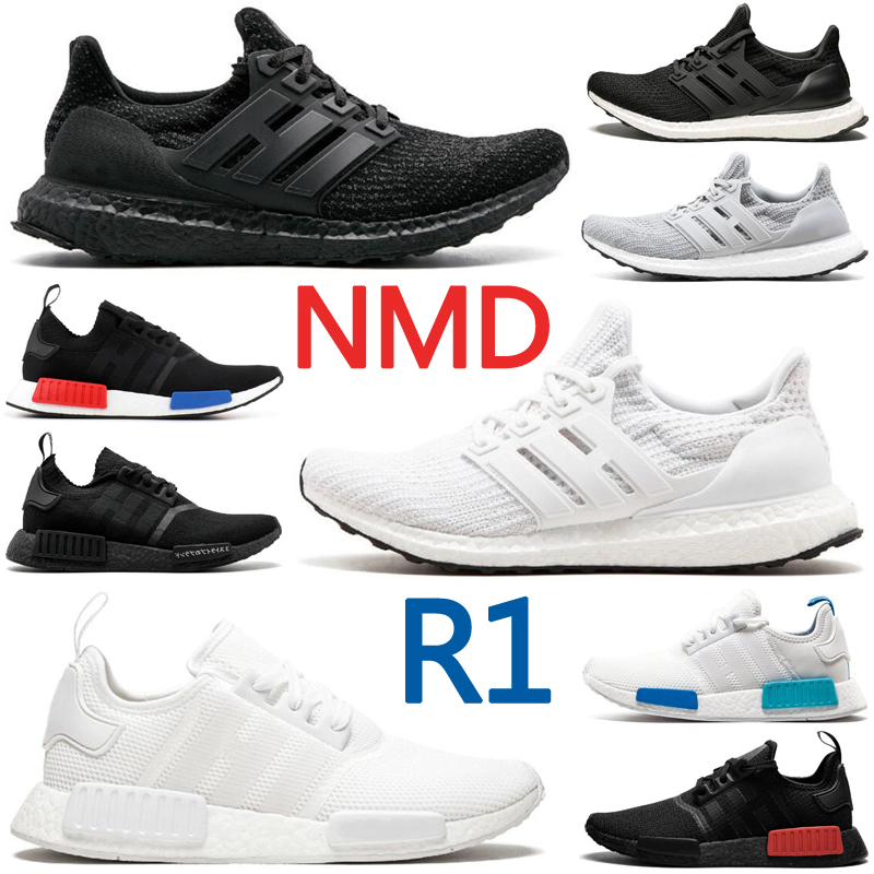 

nmd r1 ultraboost men women Running Shoes triple black white OG oreo gray Show Your Striples mens womens trainers sports sneakers, #9 triple black 4.0