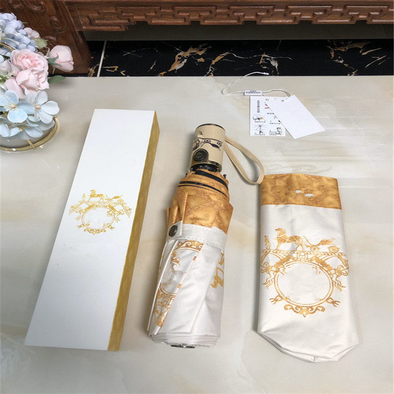 

fashion classic Retro high quality umbrella small simple rain and sun letter printed female UV umbrellas