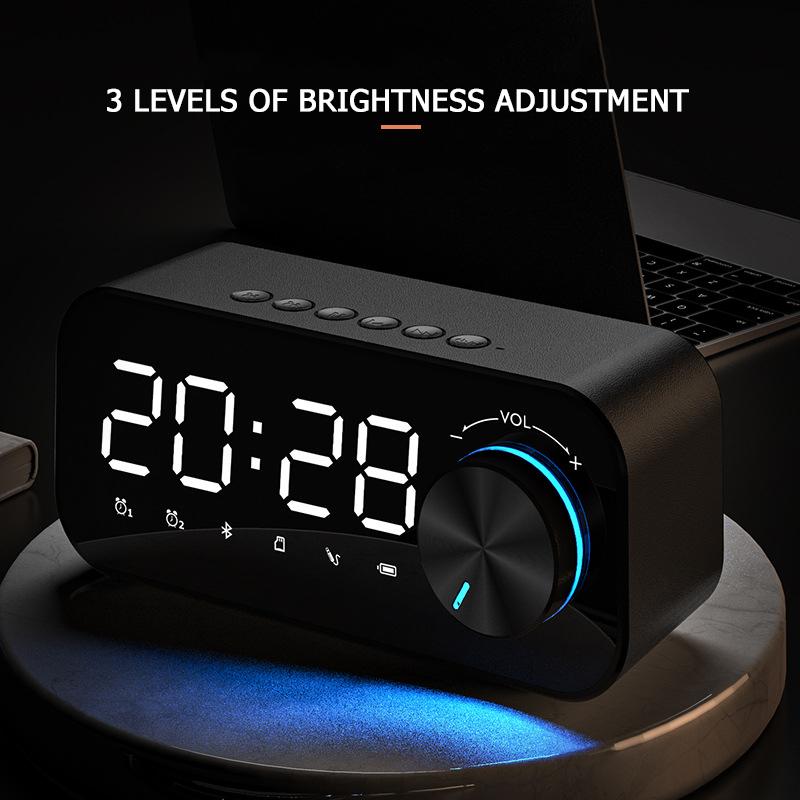 

Digital Mirror Alarm Clock Bluetooth 5.0 Wireless Clock Stereo Subwoofer Speakers Electronic Digital Table With Dual Alarm Mode