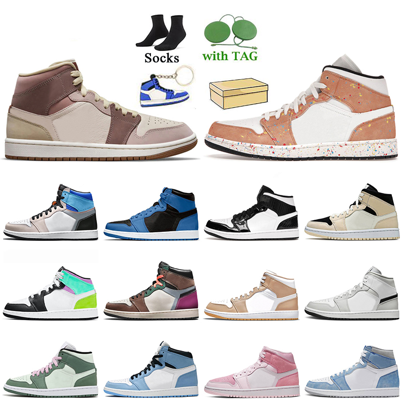 

High OG 1s Women Mens Top Quality Basketball Shoes Jordan 1 Dark Pony Smoky Mauve Brushstroke Jumpman Retro Trainers University Blue Shadow