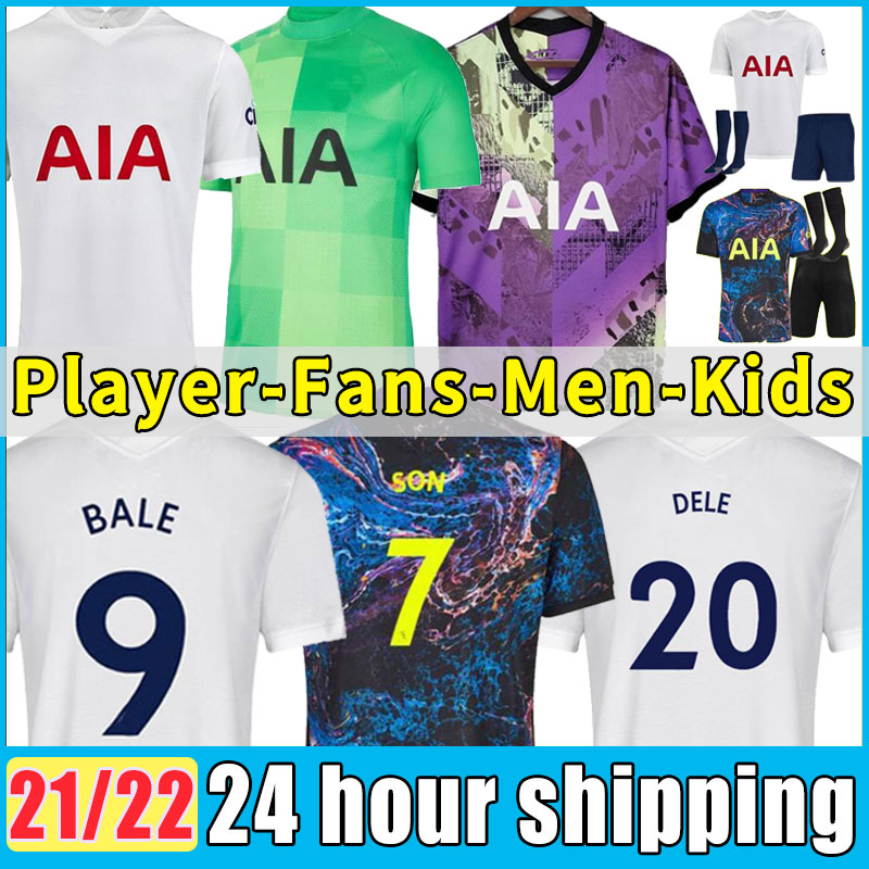 

21 22 KANE SON BALE BERGWIJN TOTTENHAM DELE Soccer Jerseys 2021 2022 LUCAS Football kit shirt NDOMBELE tops kids sets uniform with socks player version fans full set, Home