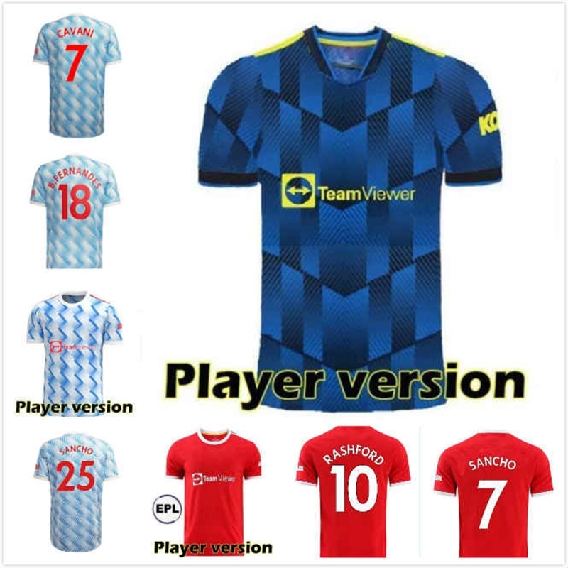 

21 22 SANCHO Manchester soccer jersey UNITED Player version MAN BRUNO FERNANDES LINGARD POGBA RASHFORD football shirt UTD 2021 2022 men Pre, White;black