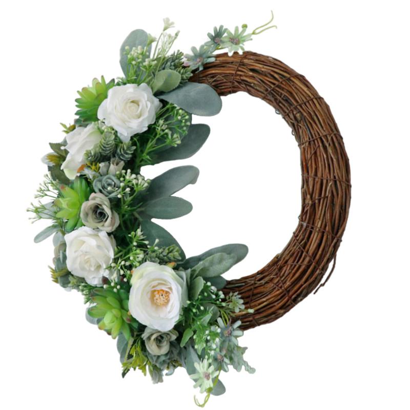 

1PC Simulation Succulent Plant Wreath Vivid Wedding Decorative Garland (Green