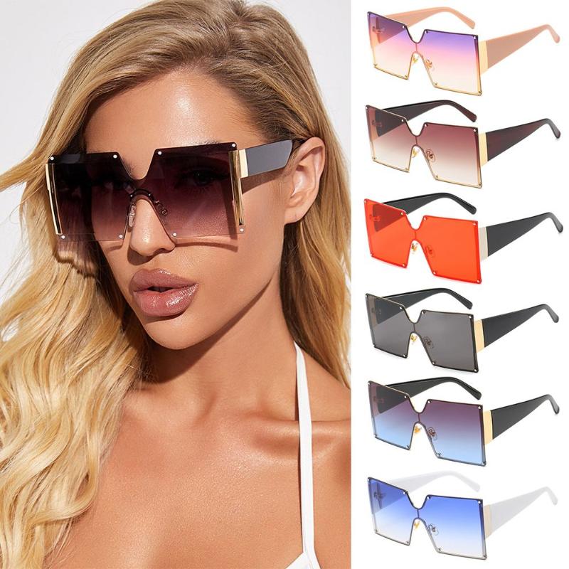 

Sunglasses Women Candy Color Rimless Frame UV400 Sun Glasses Travel Eyewear Oversized Square Shades
