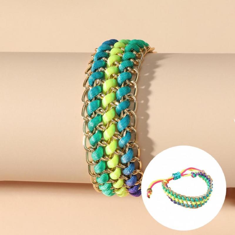 

Bangle Trendy Compact Multicolor Handmade Woven Friendship Wristband For Club
