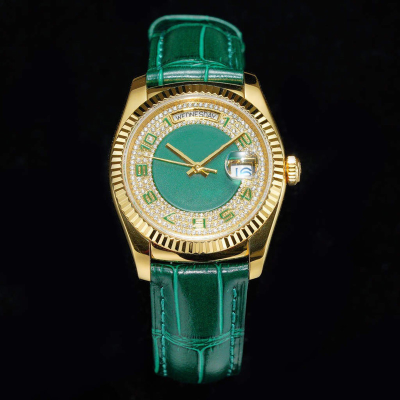 

High quality hot selling fashion neutral tape diamond watches with 36mm diameter automatic movement waterproof watches for men and women