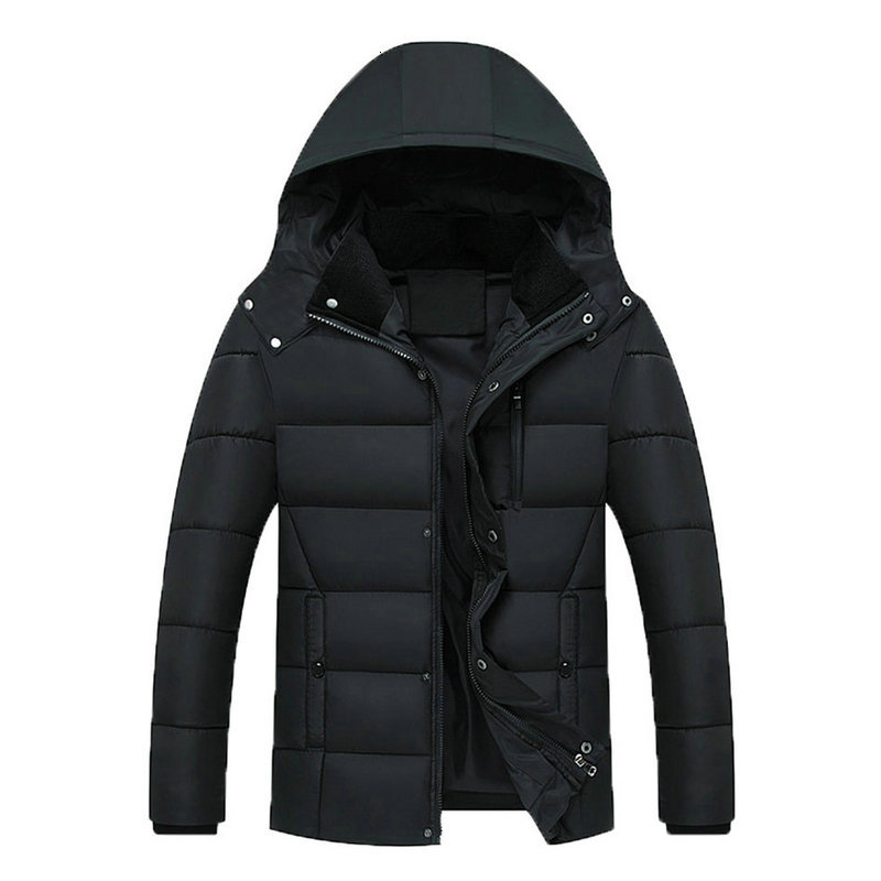 

New Fashions 2021 Men's Thicken Warm Winter Casual Jackets Parka with Hood Outwear Cotton-padded Jacket T9fc, Black