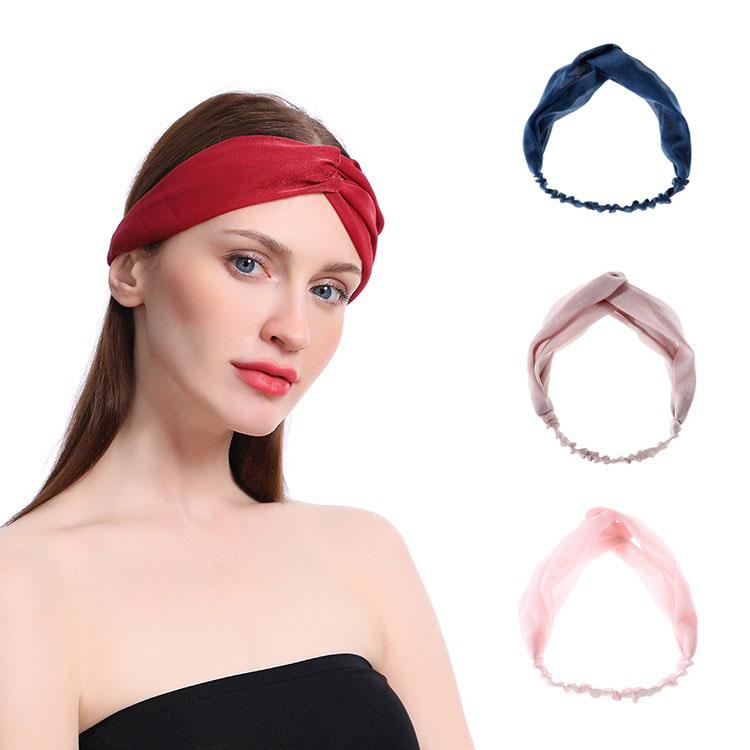 

Solid color chiffon cloth cross hair headband Hairband hijab warm shawl ladies foulard femme headband hair bufanda mujer shawl