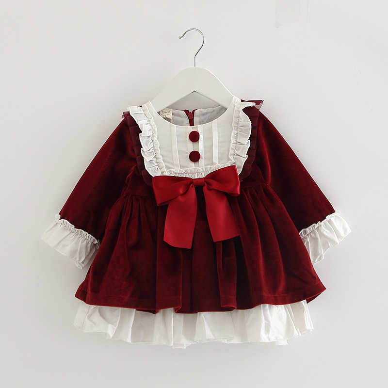 

Toddler Girl Red Vintage Velvet Dress Children Lace Bow Lolita Princess Dresses Baby Christmas Frocks Kids Spanish Vestidos 210615