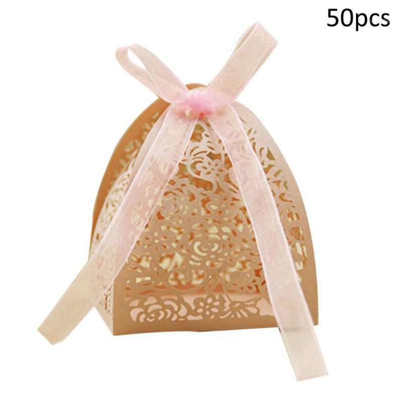 

Gift Wrap Favor Boxes Candy Box White/Pink 6*6*7cm Hollow Party Favors