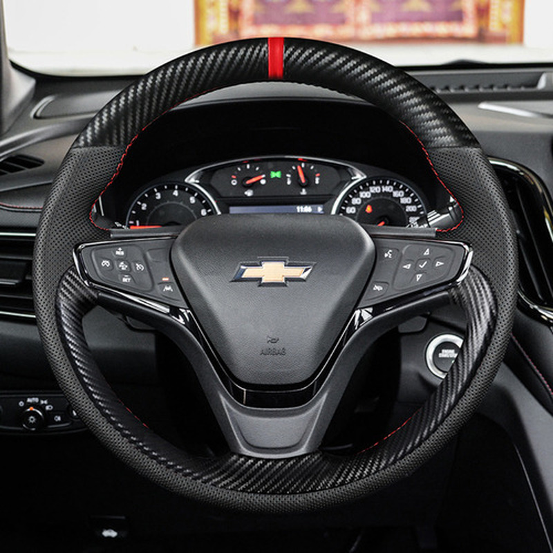 For Chevrolet MALIBU XL Equinox Monza trax Cavalier DIY custom leather hand-sewn car steering wheel cover auto parts-image-716240815