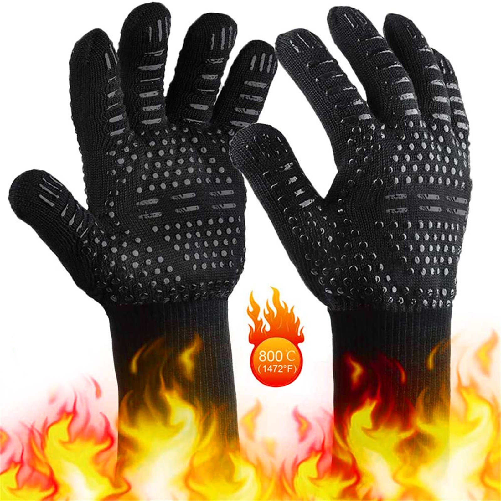 Guantes de horno resistentes al fuego y a altas temperaturas,guantes de barbacoa resistentes al calor,guantes antiquemaduras para parrilla de horno de cocina 
