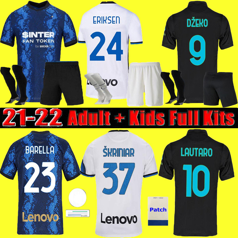 

men+kids kit 2021 Inter BARELLA DzEKO soccer jerseys 21 22 LUKAKU MILAN VIDAL LAUTARO ERIKSEN ALEXIS HAKIMI DE VRIJ fourth football shirt Player+fans S-4XL