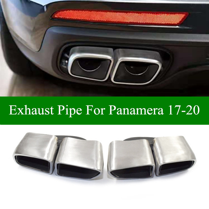 

2 PCS Double Tubes Exhaust Pipe Muffler Nozzle Exhausts System For Porsche Panamera 2017-2020 Turbo Stainless Steel Car Rear Tip