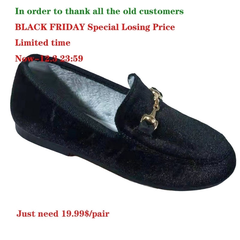 

Hot Boys Girls Velvet Loafer Best Sell New Winter Warm Kids Buckle Shoes Size 21-35 Flat (Choose According To Foot Length) T200114, Black;red