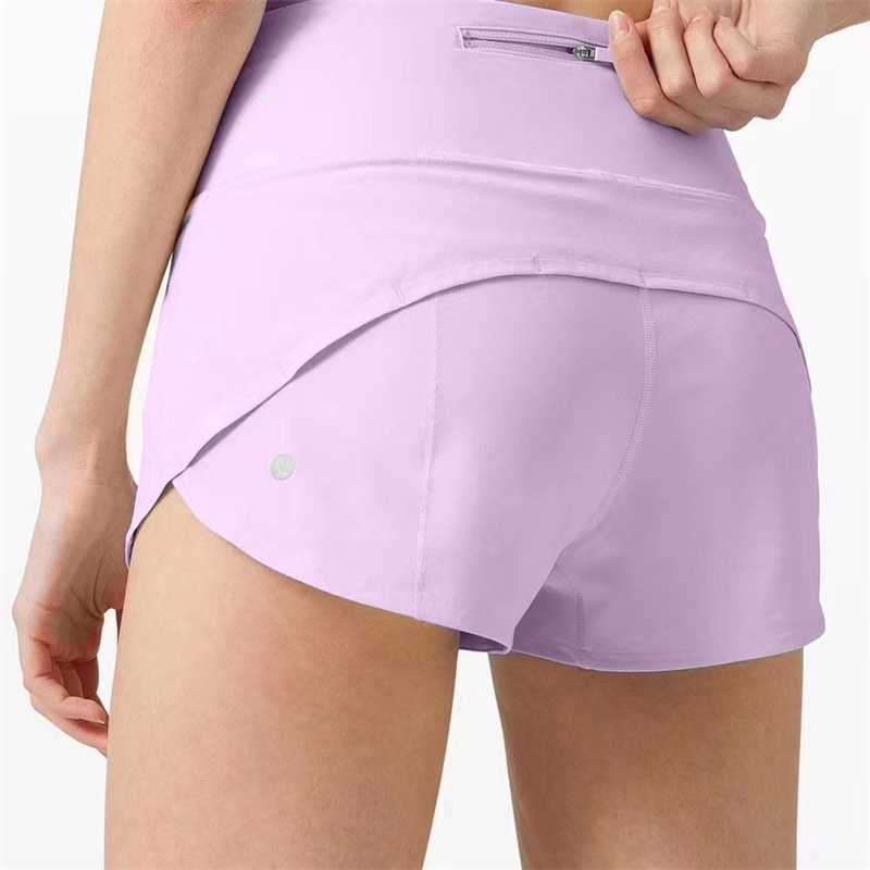

Lu elastic high waist quick drying leisure sports shorts for women, Fog blue