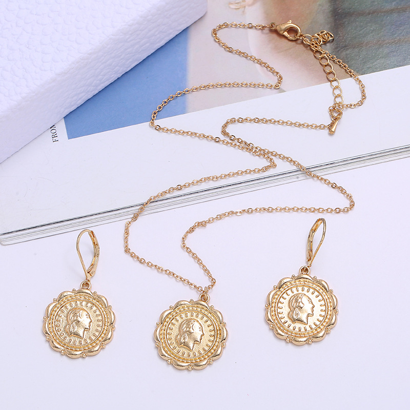 

Ethiopian Coin Jewelry Set Necklace Pendant Earrings Jewelry Habesha Wedding Eritrea Africa Gift 144 U2, Silver