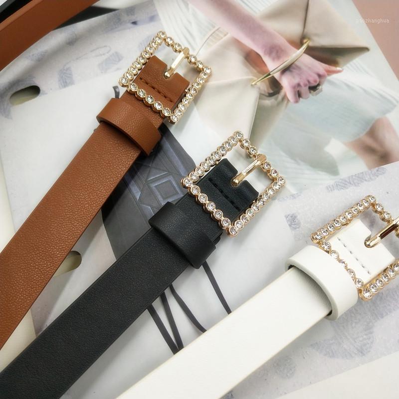 

Belts Diamond Buckle Women Belt Genuine Leather Luxury Designer Jeans Female Fashion High Quality Waistband Lady 2022, Black;brown
