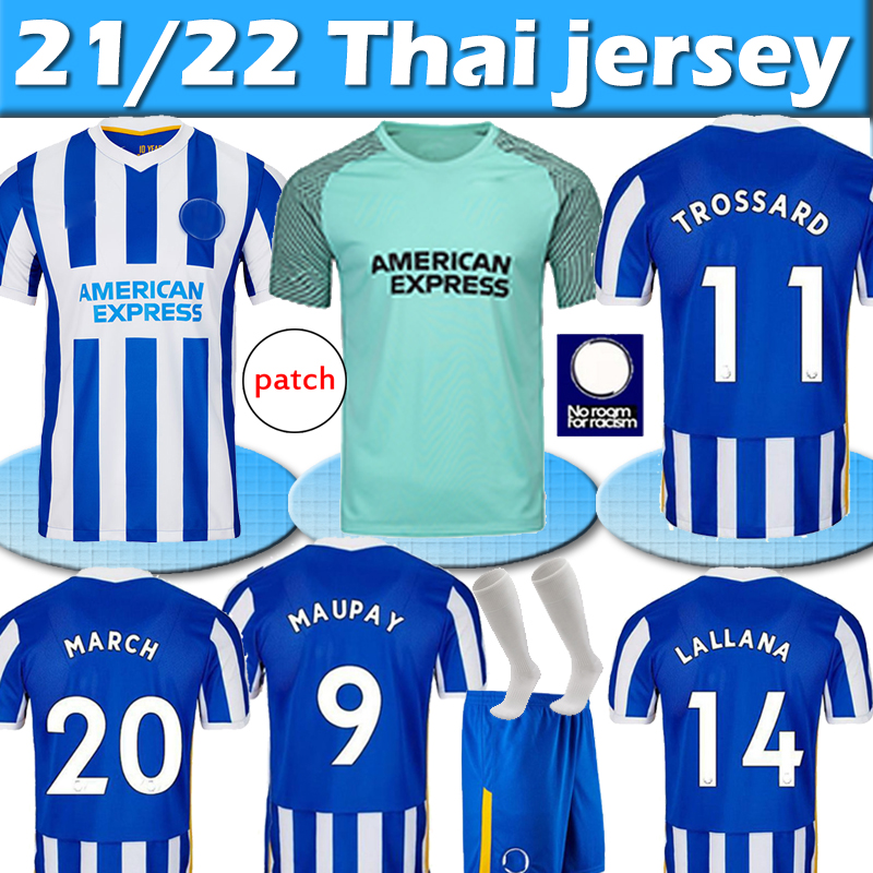 

21/22 HOVE ALBION soccer Jerseys de fútbol Home Maupay Lallana Dunk Fútbol Camiseta SHOPCONNOLLY TROSSARD HOMBRES + NIÑOS kit+socks full sets Jersey football shirts, 21 22 away patch