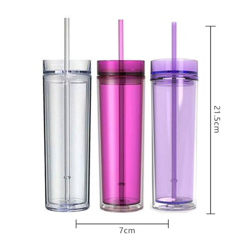 

22oz Matte Colored Acrylic Water Bottles Tumblers Mugs with Lids and Straws Double Wall Plastic Resuable Cup Tumbler 10PCS