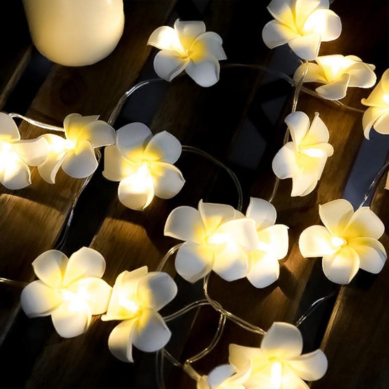 

Strings Frangipani LED String Light Wedding Decoration Flower Fairy Room Pendant Curtain Battery Festival Party Wall Decor