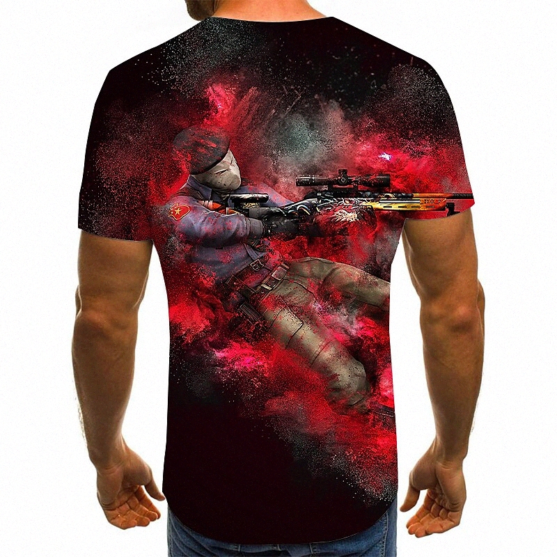 Men's T shirt 3D Print 3D Crew Neck Casual Daily Rivet Mesh Short Sleeve Tops Sportswear Sports Gold Red Navy Blue / Summer I8V0#