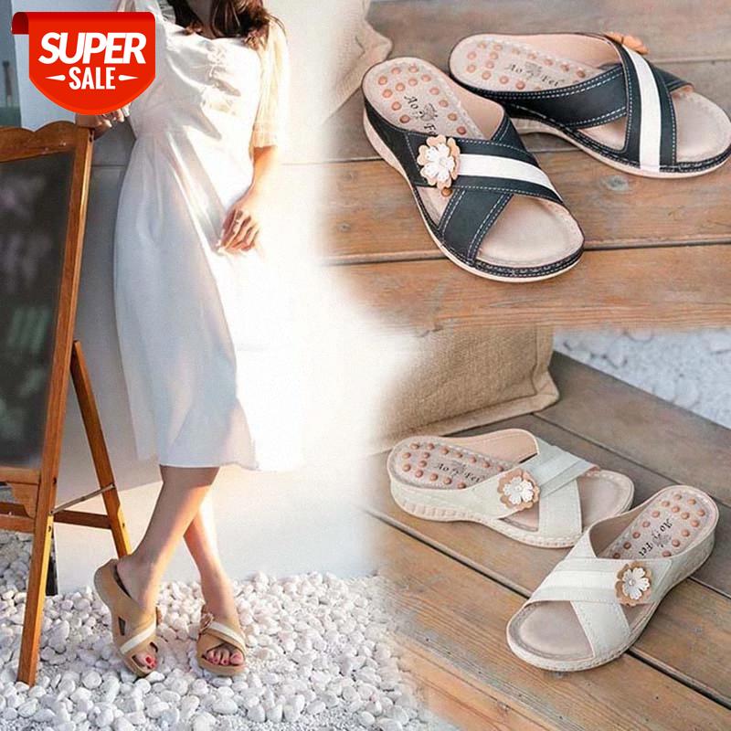 

Woman Bohemian Style Casual Women Slipper 2021 Flat Shoes Female Beach Platform Sandals Shoes Flat Women Sandalias De Mujer #AM0O, Black