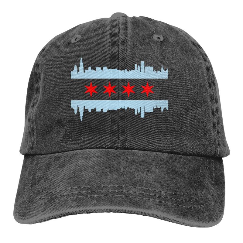 

Cloches City Of Chicago Flag Retro Washed Baseball Cap Cowboy Hat Fitted Snapback For Men Women Casual Sun Outdoor, Black