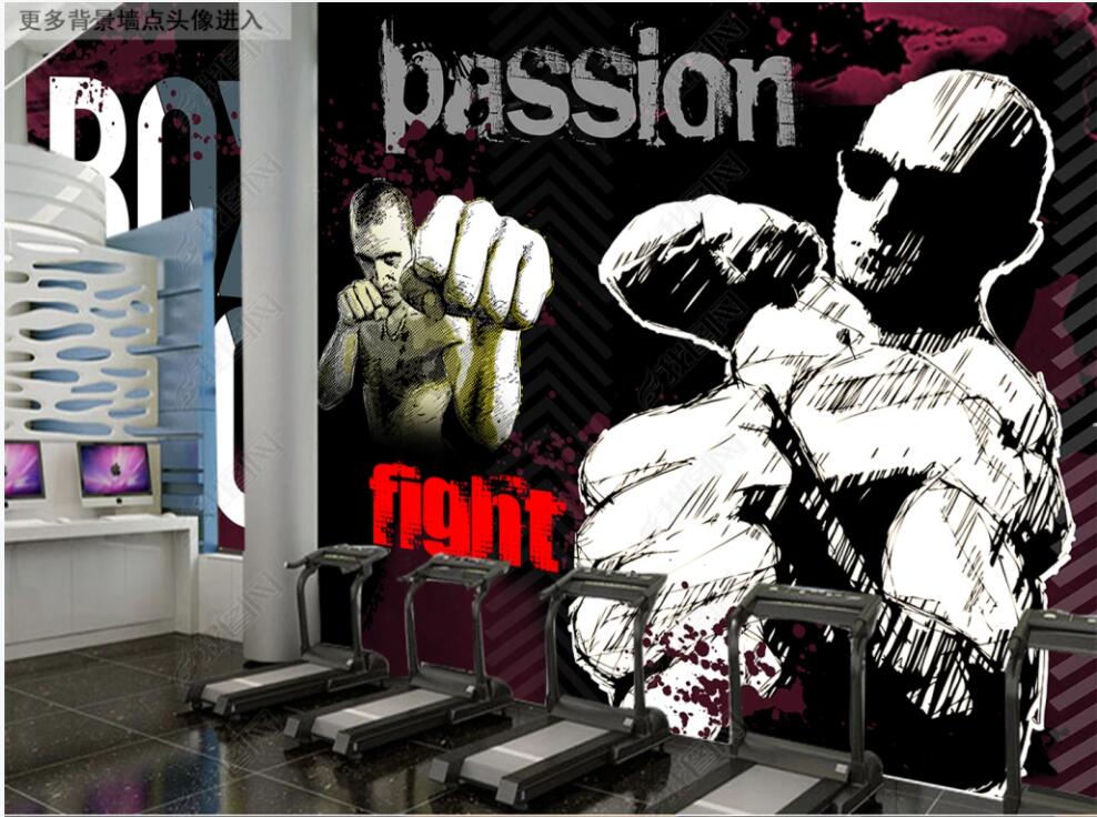 

3d wallpaper custom photo mural Doodle fitness sports club image wall home decor 3d wall murals wallpaper for living room in rolls, Non-woven wallpaper