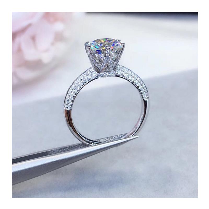 

Cluster Rings Passed Diamond Test 1-3 Ct D Color VVS Moissanite Ring Silver Plated Platinum Perfect Cut Shiny Stone Wedding Jewelry Gift