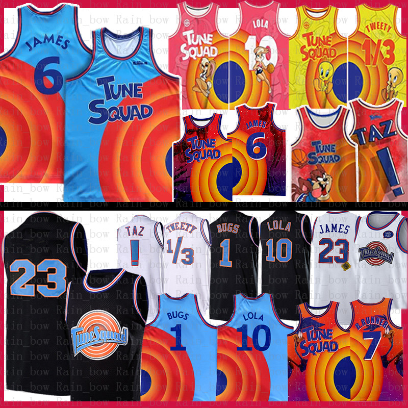 

1 Bugs 10 Lola Movie Space Jam 2 Tune Squad Lebron 6 James Basketball Jersey Youth Mens Blue 2021 23 22 Bill Murray D.DUCK ! Taz 1/3 Tweety, Mens jersey -23 mj