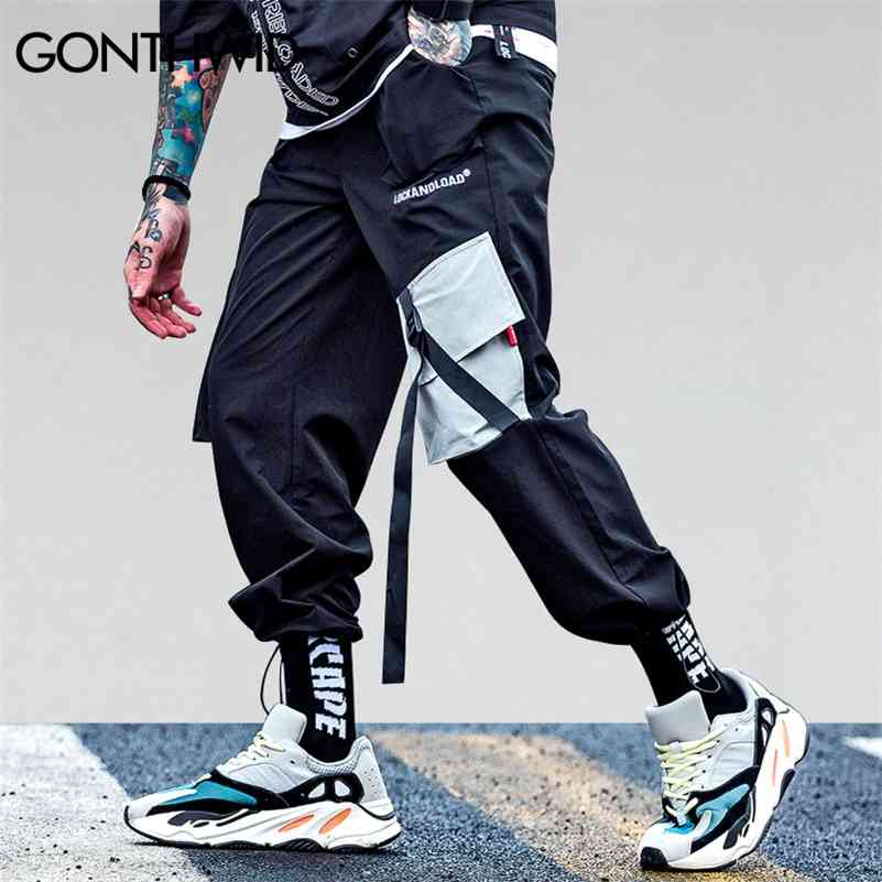 

GONTHWID Pockets Cargo Harem Pants Mens Casual Joggers Baggy Tactical Trousers Harajuku Streetwear Hip Hop Fashion Swag 210707, Black