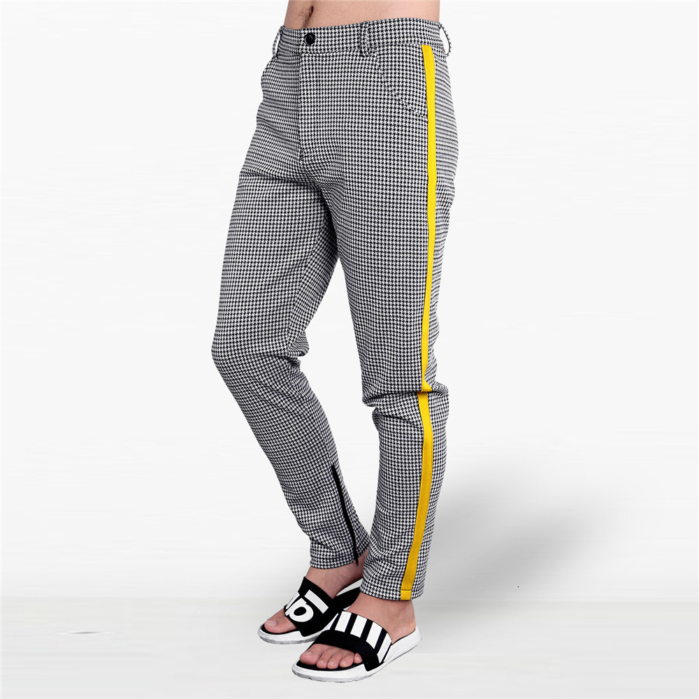 

2021 New Casual Joggers Sweatpants Men Fashion Lattice Trousers Male Fitness Track Sportswear Streetwear Tight Pencil Pants Qrbm, C3