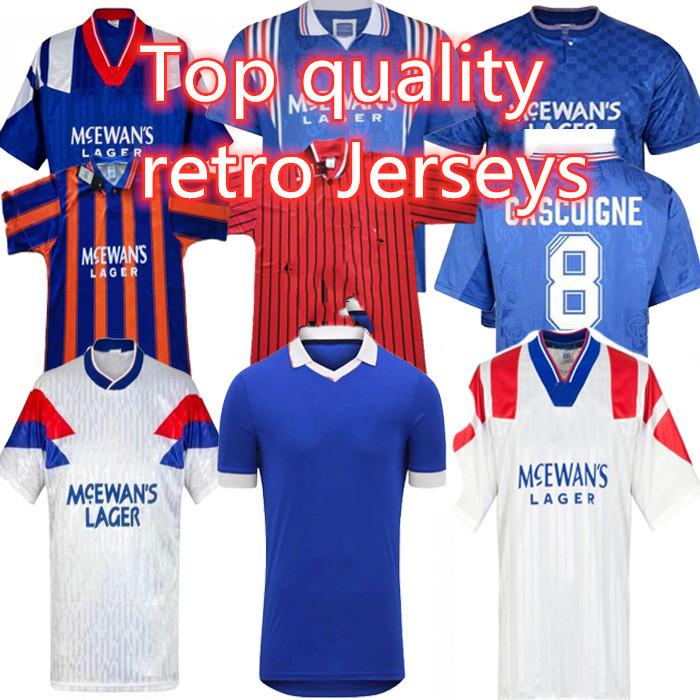 

S-2XL Retro Glasgow Rangers soccer jersey GASCOIGNE LAUDRU 1984 87 90 92 93 94 95 96 97 99 2001 02 03 vintage Classic football shirt Uniform, Black;yellow