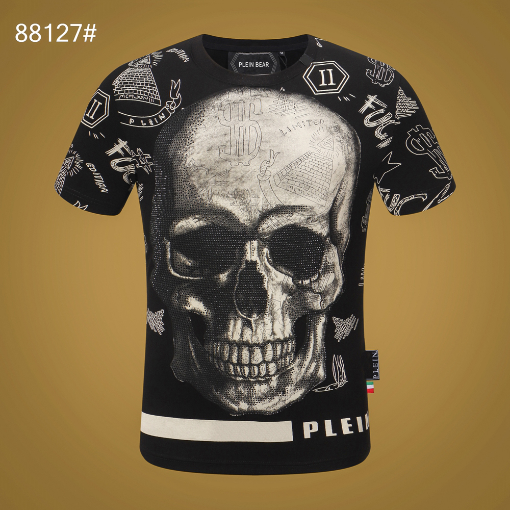 

PLEIN BEAR T SHIRT Mens Designer Tshirts Brand Clothing Rhinestone Skull Men T-shirts Classical High Quality Hip Hop Streetwear Tshirt Casual Top Tees PB 11416, White