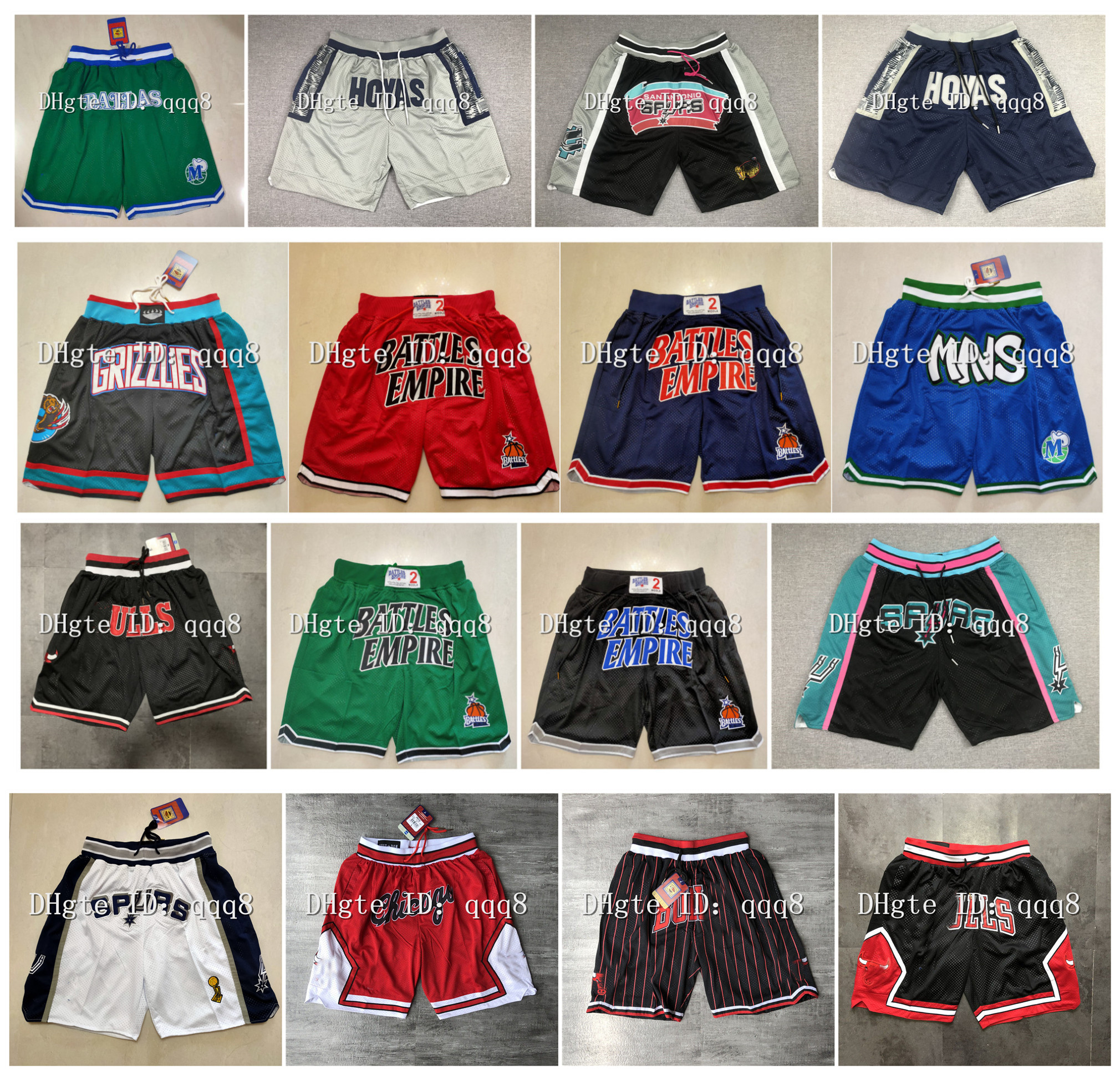 

Top Quality ! Baseball Shorts BATTLES EMPIRE Allen Iverson Georgetown Hoyas Pocket Shorts Team basket Sport Shorts Pantspantalones cortos Black White Blue Grey, As pic