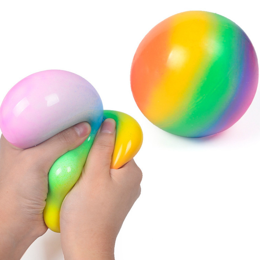 

100pcs Rainbow Vent Ball 7cm 9cm Squish Squeeze Rubber Stressball Slow Rebound Kneading Anxiety Stress Relief Autism Fidget H33WYJ2