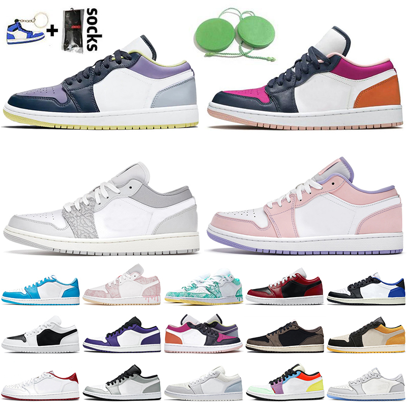 

2021 Jumpman 1 Low Women Mens Basketball Shoes 1s Purple Magenta Smoke Grey Elephant Arctic Punch Paint Drip Travis Scotts Trainers Sneakers, No.26 laser orange 36-46