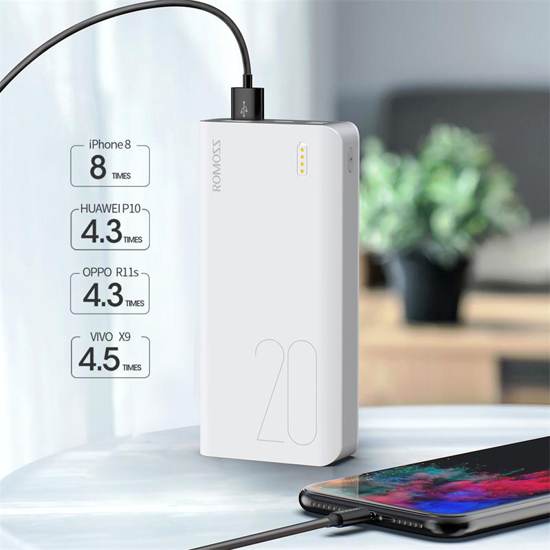 

ROMOSS Sense6s Power Bank 20000mAh USB Type Portable Charger 20000mAh Powerbank External Battery Charge For iP Xiaomi Huawei