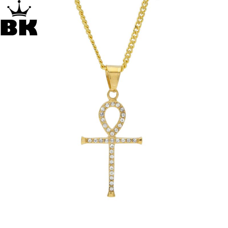 

Pendant Necklaces Stainless Steel Ankh Key Of Life Neckalce Gold Color Vintage Egypt Cross Charm Drop Egyptian Jewelry