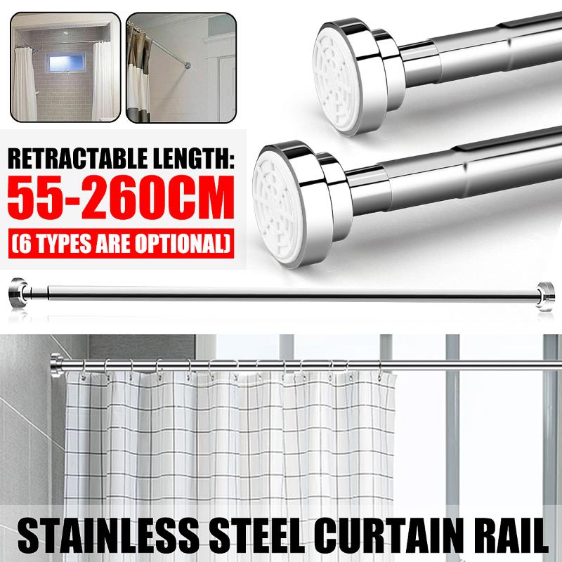 

50CM-150CM Shower Curtain Rod Curtain Pole Adjustable Stainless Steel Spring Tension Rod Rail for Clothes / Towels / Curtains