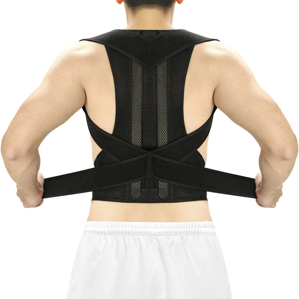 

Adjustable Back Posture Corrector Support Shoulder Lumbar Brace Supports Corset Backs Belt for Men Women Trainer Unisex Slouching and Hunching, Black