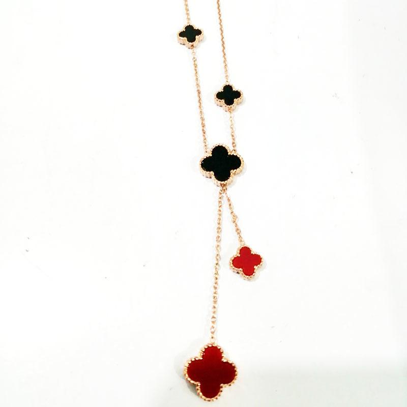 Luxury Brand Four Leaf Clover Pendant Stainless Steel 18k Rose Gold Ladies Jewelry-image-754671185