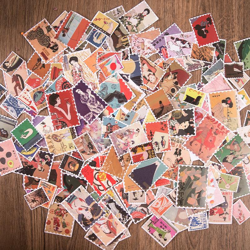 

Gift Wrap Creative Japanese Vintage Scrapbooking Material Collage Decoration Journaling DIY Self-Adhesive Decal Sticker Pack