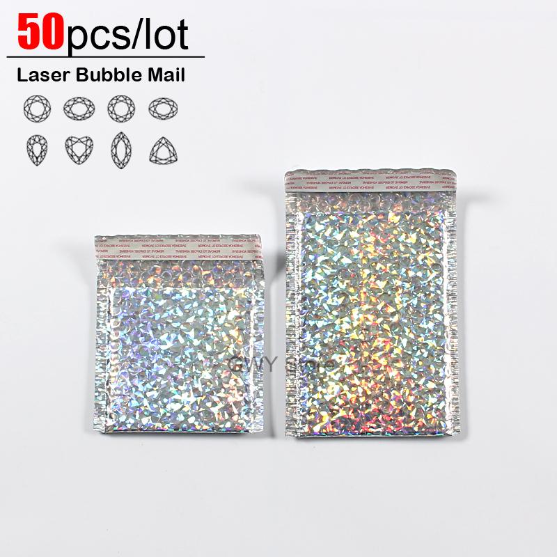 

50pcs/lot Laser Bubble Mailer Poly Mailing Bags Shipping Envelopes with Bubble Shipping Packaging Envelope Mailers Padded bag