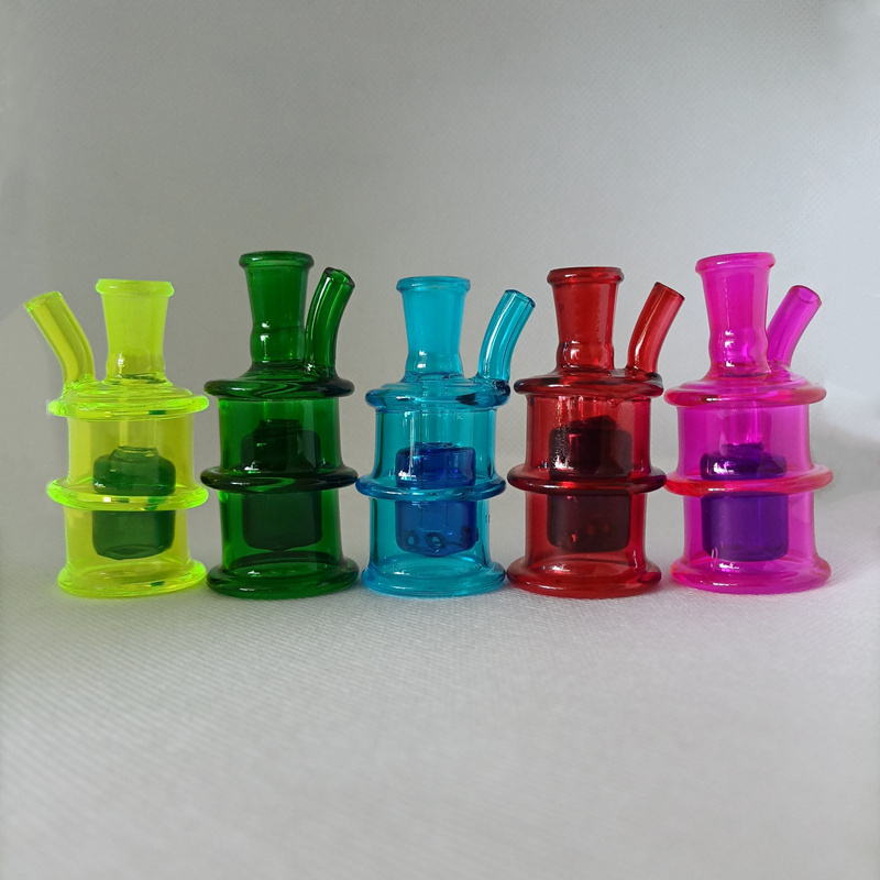 

Colorful Tiny Smoking Bong Hookah 10mm Joint For Oil Dab Rigs Dry Herb Tobacco Mini Thick Glass Water Bongs 5 Colors Unique Type