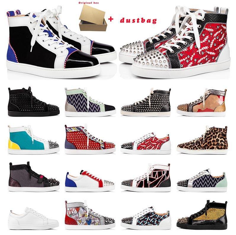 

With BOX luxuries loafers Red Bottom Junior Spikes Platform Designers Shoes Mens Womens Casual Shoes Bottoms flat Trainers Sneakers Size 13, Customize